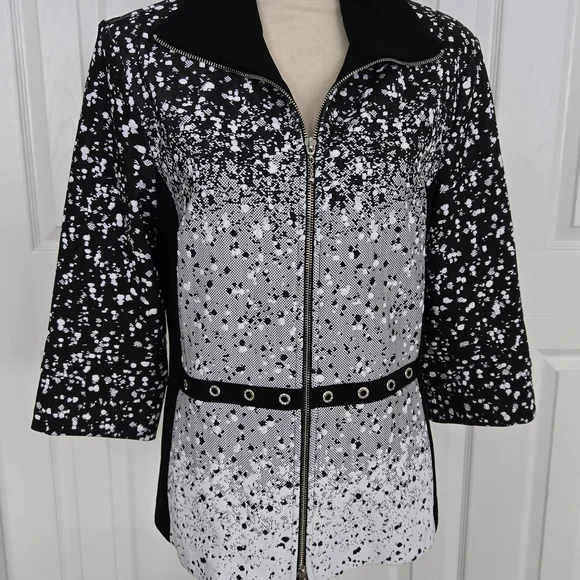 Joseph Ribkoff Black Eyelet Accent Jacket - Picture 5 of 14